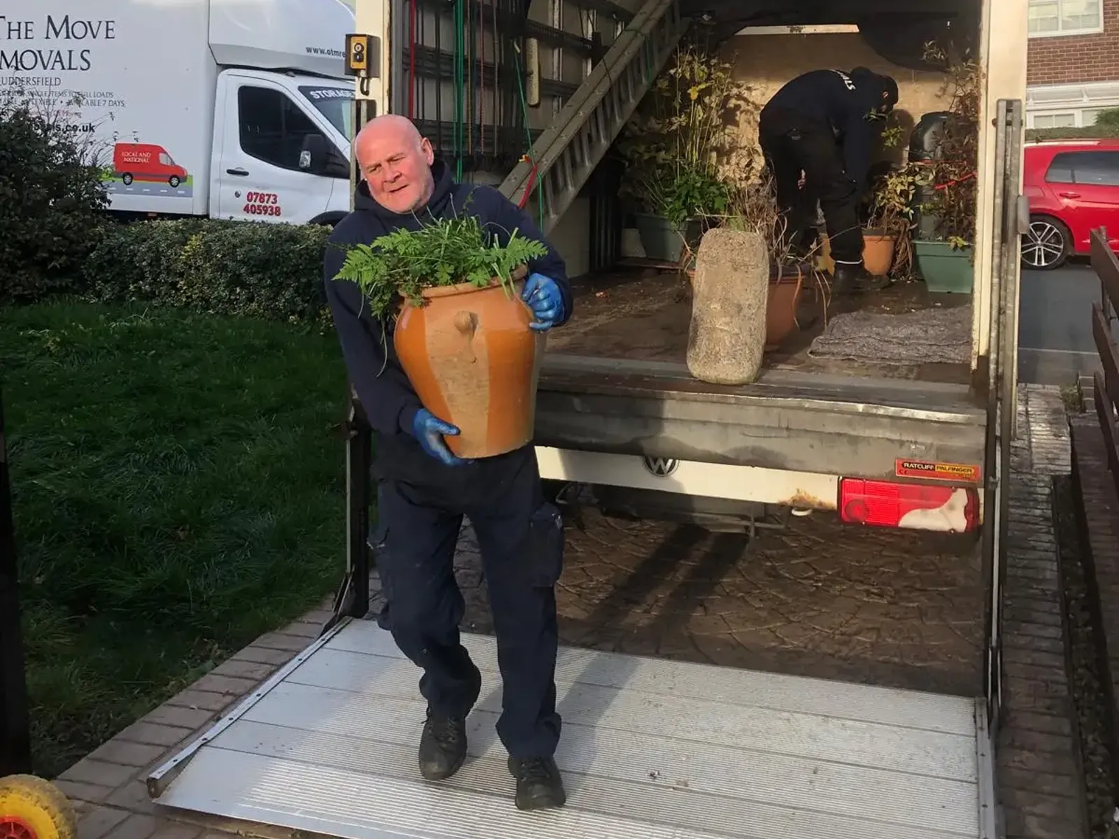 Shaun from On The Move Removals carefully moving belongings into a new Huddersfield home