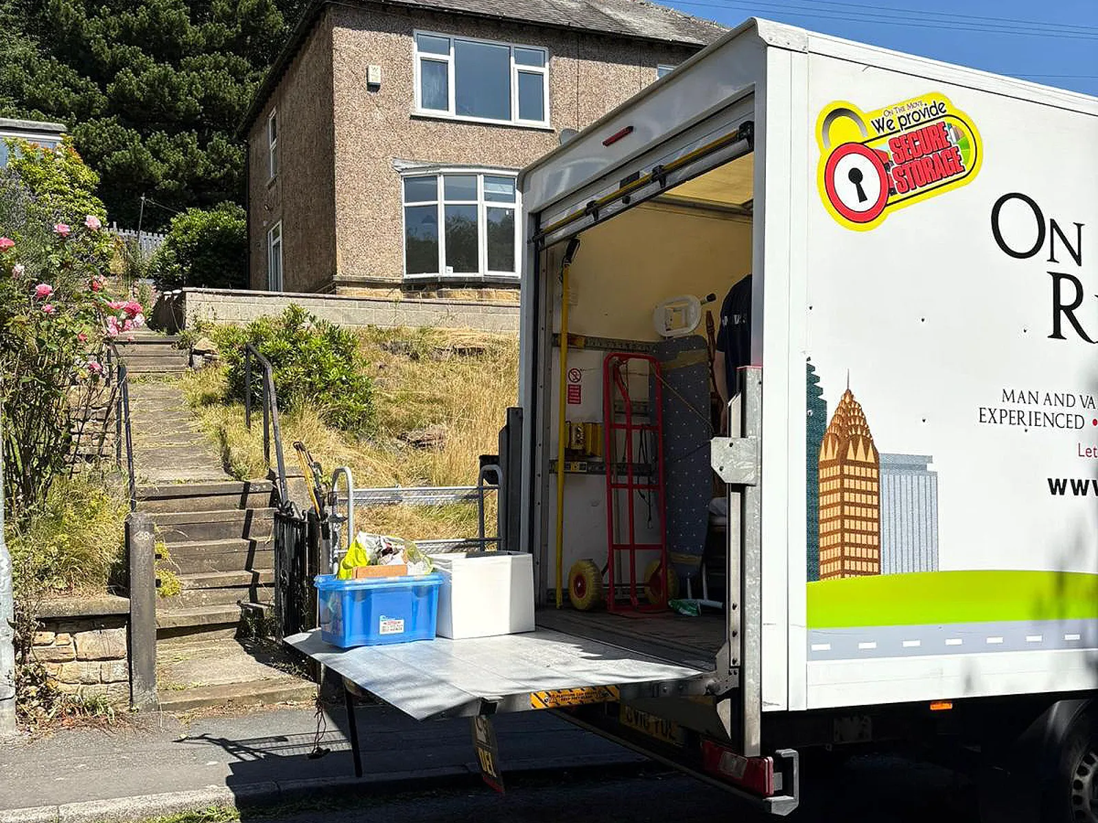 On The Move Removals van loaded with boxes and ready to leave for a West Yorkshire move